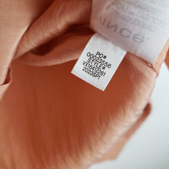 Vince Bishop Collar Cupro Blend Shirt Button Up Long Sleeve Top Peach Womens S - Picture 9 of 10